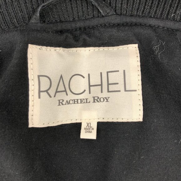 RACHEL Rachel Roy Black/Orange Embroidered Varsity Jacket | Size XL - Picture 4 of 5